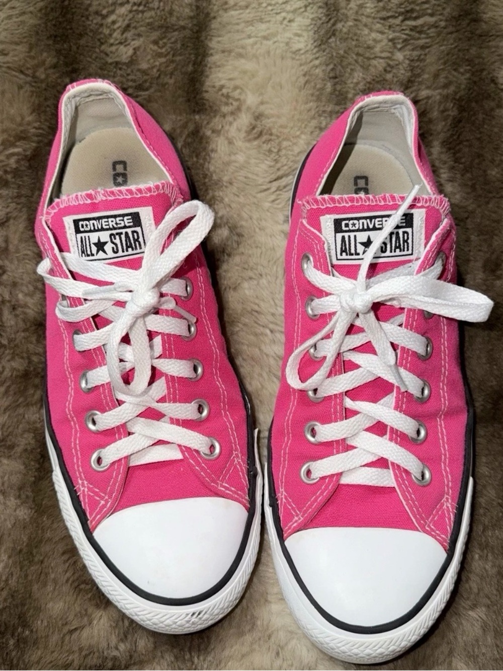 Converse Hot Pink Low Top Canvas Sneakers